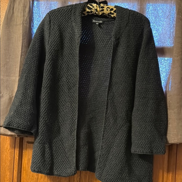 Eileen Fisher Sweaters - Black Textured Open Front Cardigan